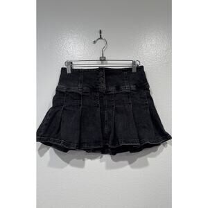 BDG Micro Black Micro Mini Skirt Womens Size Small Pleated Y2K Look Rave Denim